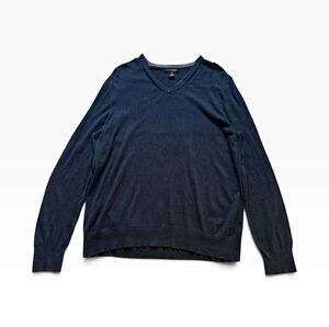 Banana Republic Luxury Blend Men's V Neck Sweater XL Blue Silk Cashmere Business